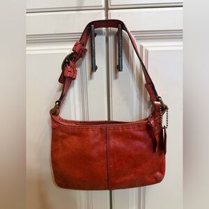 Red Leather Coach Shoulder Bag
